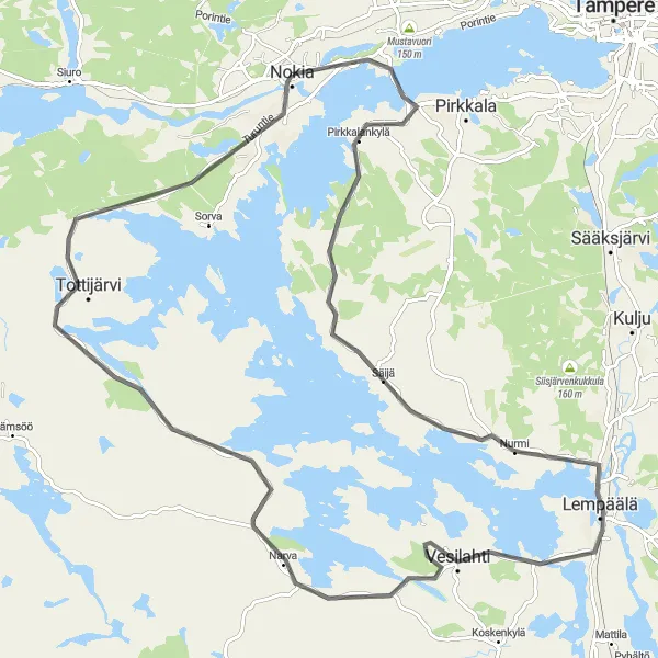 Karttaminiaatyyri "Historiallinen kierros" pyöräilyinspiraatiosta alueella Länsi-Suomi, Finland. Luotu Tarmacs.app pyöräilyreittisuunnittelijalla