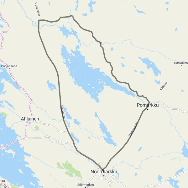 Map miniature of "Noormarkku Heritage Tour" cycling inspiration in Länsi-Suomi, Finland. Generated by Tarmacs.app cycling route planner