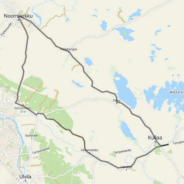 Map miniature of "Noormarkku Loop" cycling inspiration in Länsi-Suomi, Finland. Generated by Tarmacs.app cycling route planner