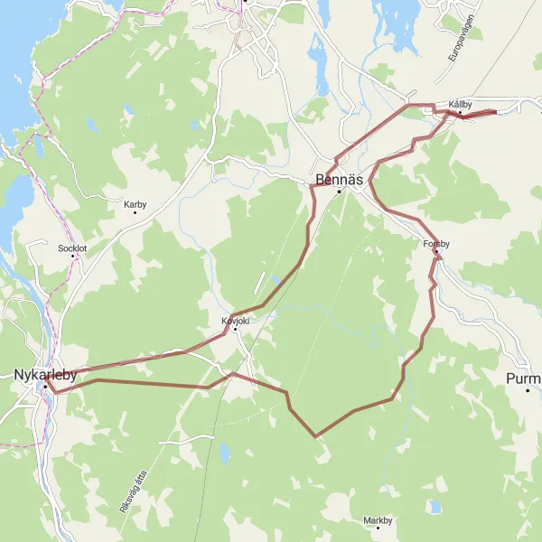 Map miniature of "Scenic Gravel Adventure" cycling inspiration in Länsi-Suomi, Finland. Generated by Tarmacs.app cycling route planner