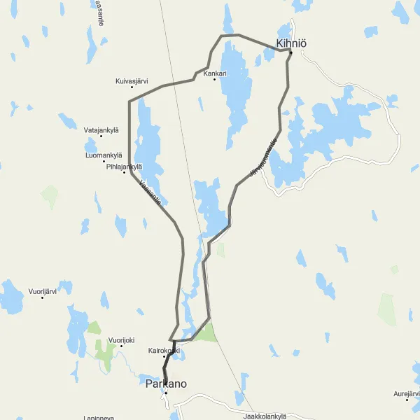 Map miniature of "Kuivasjärvi Exploration" cycling inspiration in Länsi-Suomi, Finland. Generated by Tarmacs.app cycling route planner