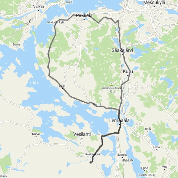 Map miniature of "Scenic Countryside Tour" cycling inspiration in Länsi-Suomi, Finland. Generated by Tarmacs.app cycling route planner