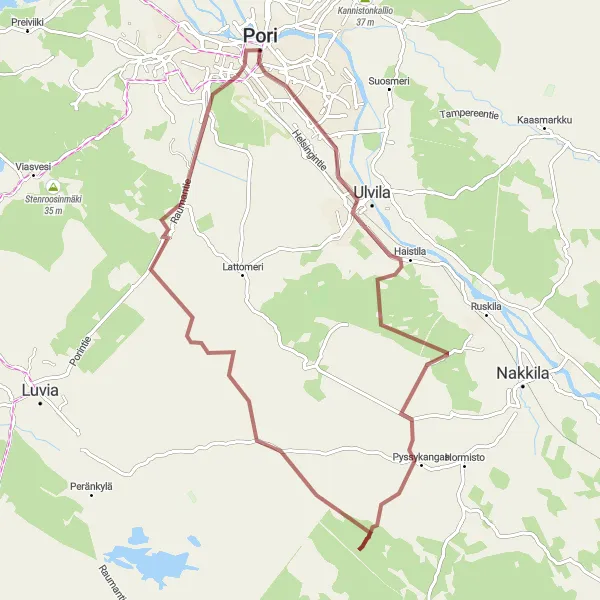 Map miniature of "Uusikoivisto and Niittumaa Gravel Route" cycling inspiration in Länsi-Suomi, Finland. Generated by Tarmacs.app cycling route planner