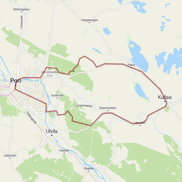 Map miniature of "Aittaluoto and Leineperi Gravel Route" cycling inspiration in Länsi-Suomi, Finland. Generated by Tarmacs.app cycling route planner