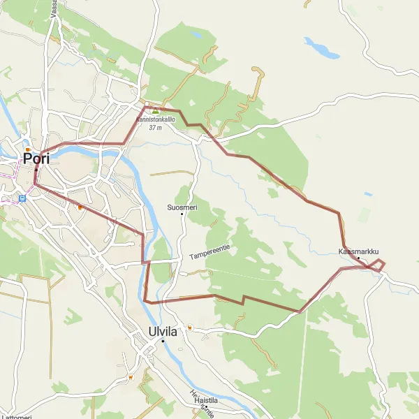 Map miniature of "Enchanting Nature Trails in Toejoki" cycling inspiration in Länsi-Suomi, Finland. Generated by Tarmacs.app cycling route planner