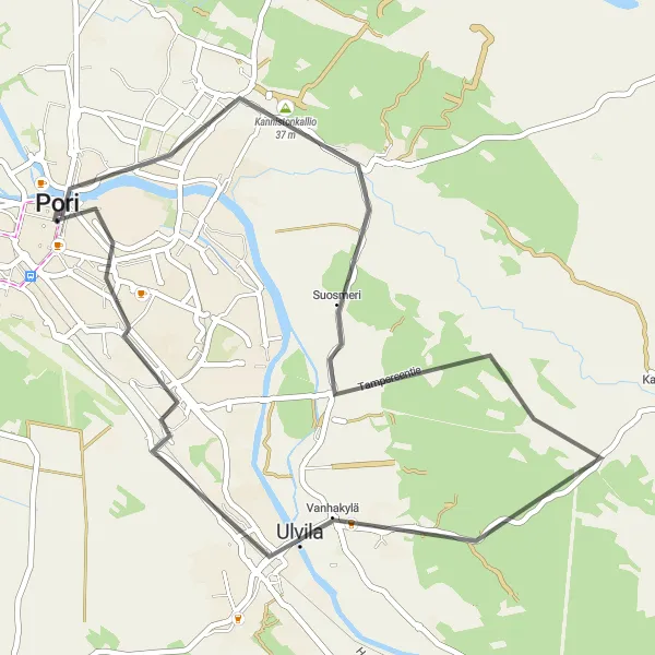 Map miniature of "Scenic Road Cycling in Ruosniemi" cycling inspiration in Länsi-Suomi, Finland. Generated by Tarmacs.app cycling route planner