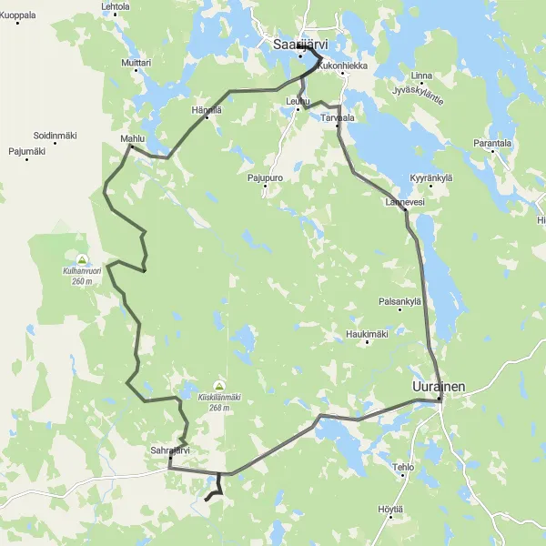 Map miniature of "The Countryside Charm" cycling inspiration in Länsi-Suomi, Finland. Generated by Tarmacs.app cycling route planner