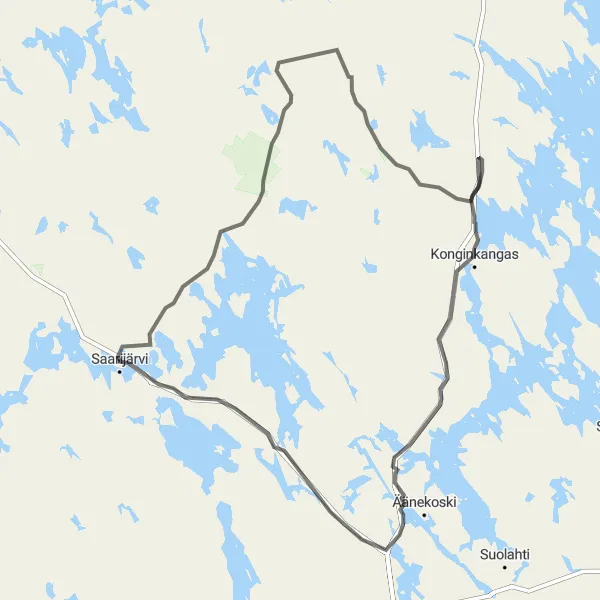 Map miniature of "Hietama Adventure Loop" cycling inspiration in Länsi-Suomi, Finland. Generated by Tarmacs.app cycling route planner