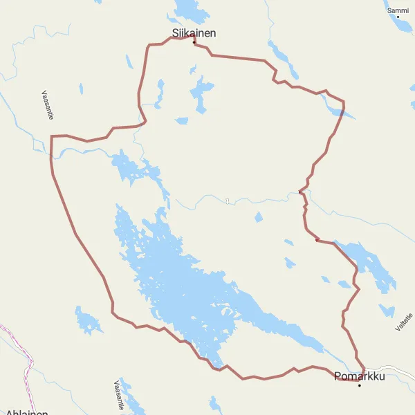 Map miniature of "Siikainen Gravel Adventure" cycling inspiration in Länsi-Suomi, Finland. Generated by Tarmacs.app cycling route planner