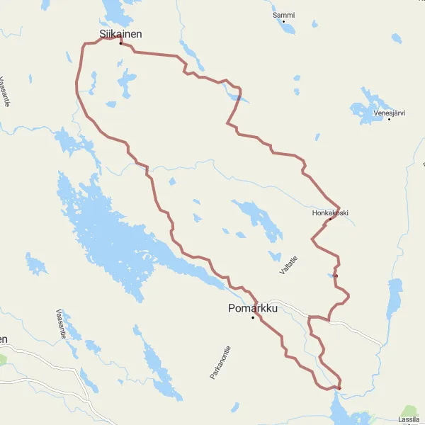 Map miniature of "Riuttansalmen Exploration" cycling inspiration in Länsi-Suomi, Finland. Generated by Tarmacs.app cycling route planner