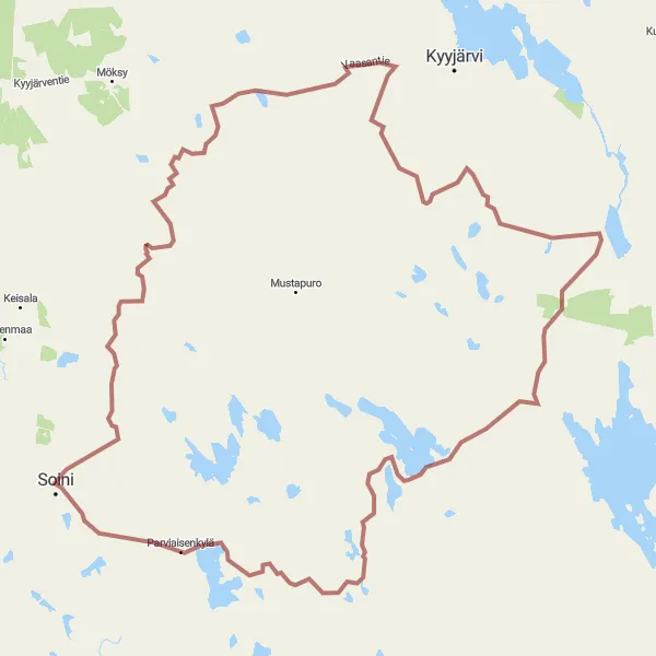 Map miniature of "Karhut & Kuninkaankivi Gravel Route" cycling inspiration in Länsi-Suomi, Finland. Generated by Tarmacs.app cycling route planner