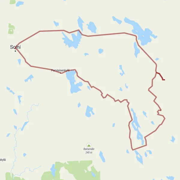 Map miniature of "Soini & Kuninkaankivi Gravel Route" cycling inspiration in Länsi-Suomi, Finland. Generated by Tarmacs.app cycling route planner