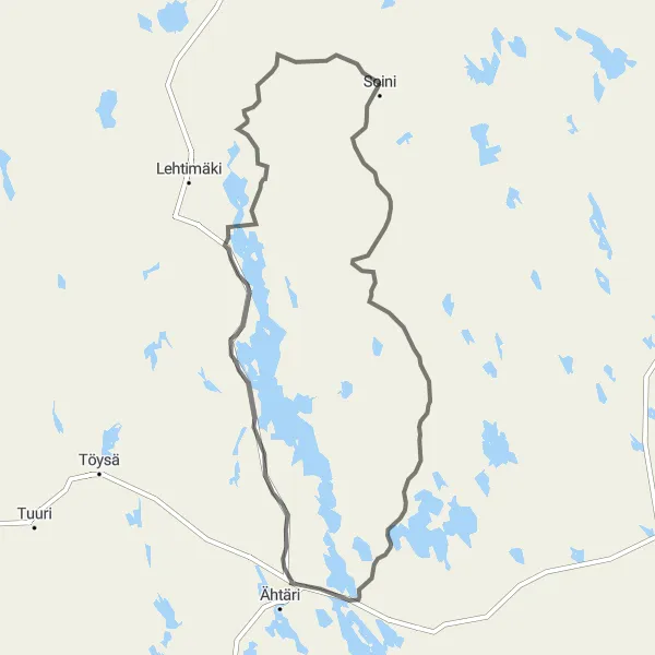 Map miniature of "Karhut & Niemisvesi Road Route" cycling inspiration in Länsi-Suomi, Finland. Generated by Tarmacs.app cycling route planner