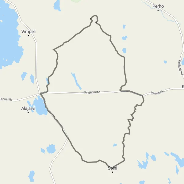 Map miniature of "Karhut and Paalijärvi Road Cycling Route" cycling inspiration in Länsi-Suomi, Finland. Generated by Tarmacs.app cycling route planner