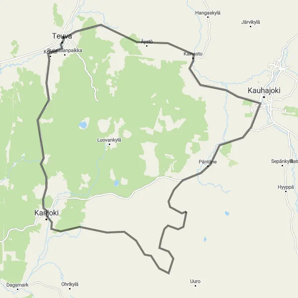 Map miniature of "Rural Charms" cycling inspiration in Länsi-Suomi, Finland. Generated by Tarmacs.app cycling route planner