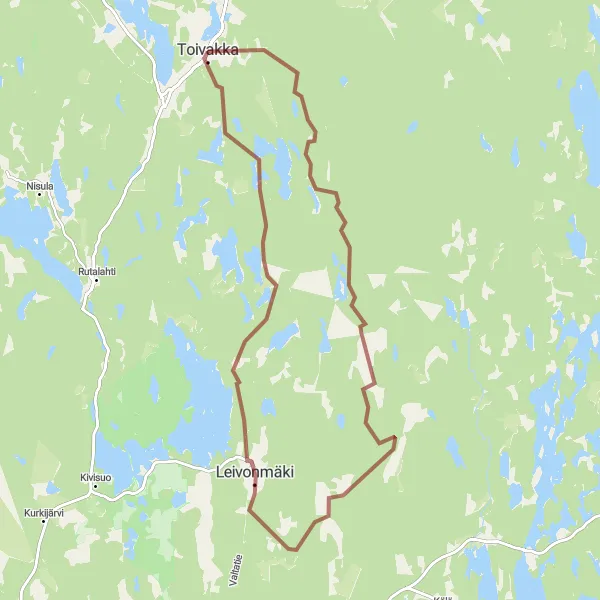 Karttaminiaatyyri "Toivakan metsäreitti" pyöräilyinspiraatiosta alueella Länsi-Suomi, Finland. Luotu Tarmacs.app pyöräilyreittisuunnittelijalla