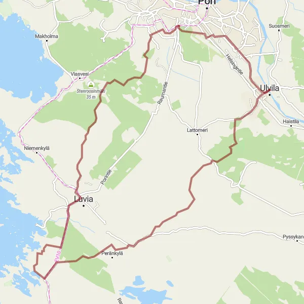 Map miniature of "Friitala Gravel Adventure" cycling inspiration in Länsi-Suomi, Finland. Generated by Tarmacs.app cycling route planner
