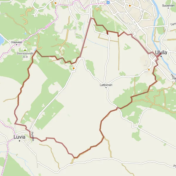 Map miniature of "Countryside Gravel Ride from Friitala" cycling inspiration in Länsi-Suomi, Finland. Generated by Tarmacs.app cycling route planner