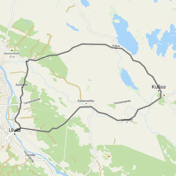 Map miniature of "Ulvila Countryside Loop" cycling inspiration in Länsi-Suomi, Finland. Generated by Tarmacs.app cycling route planner