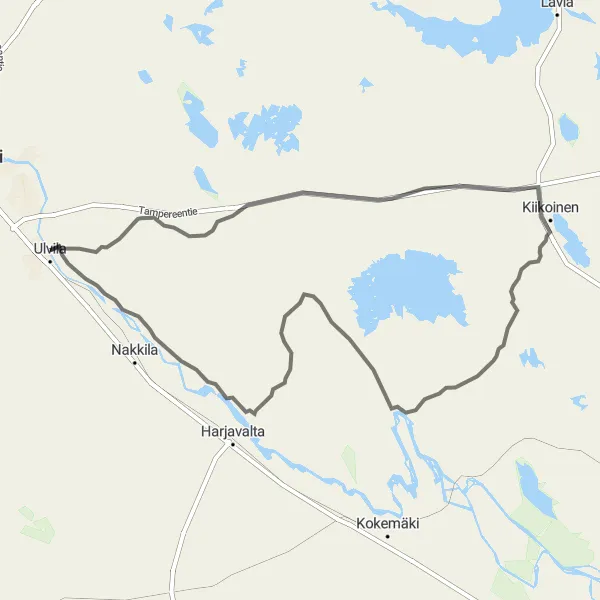 Map miniature of "Road Cycling Adventure from Ulvila to Viikkala" cycling inspiration in Länsi-Suomi, Finland. Generated by Tarmacs.app cycling route planner