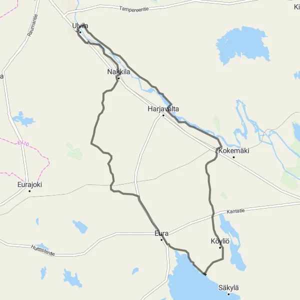 Map miniature of "A Journey through Viikkala and Ruskila" cycling inspiration in Länsi-Suomi, Finland. Generated by Tarmacs.app cycling route planner