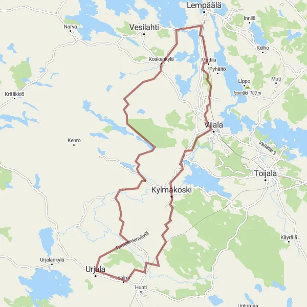 Map miniature of "Remote Trails and Scenic Gravel Path" cycling inspiration in Länsi-Suomi, Finland. Generated by Tarmacs.app cycling route planner