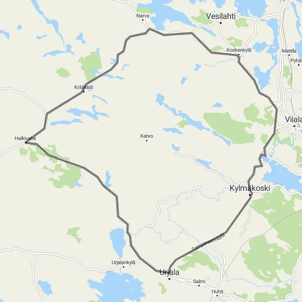 Map miniature of "Keihonen Scenic Road Cycling Route" cycling inspiration in Länsi-Suomi, Finland. Generated by Tarmacs.app cycling route planner