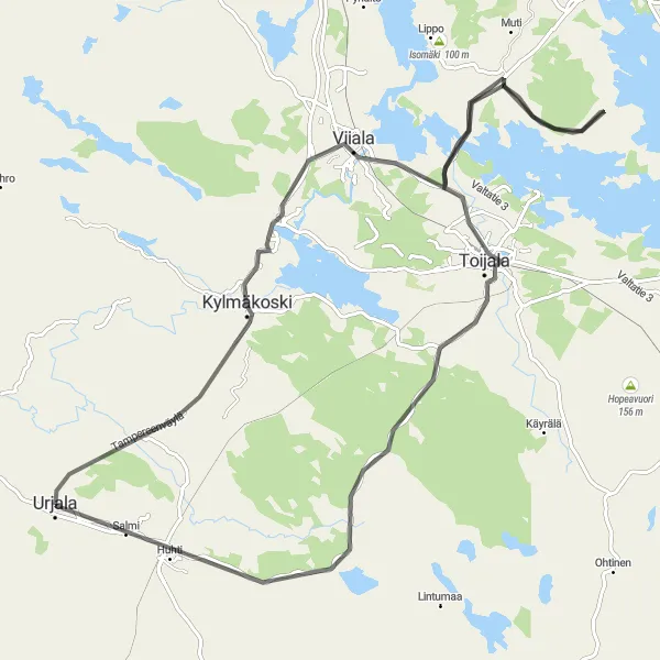 Map miniature of "Kylmäkoski Loop" cycling inspiration in Länsi-Suomi, Finland. Generated by Tarmacs.app cycling route planner