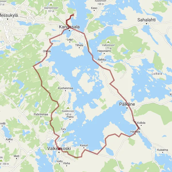 Map miniature of "Valkeakoski - Laiska Gravel Adventure" cycling inspiration in Länsi-Suomi, Finland. Generated by Tarmacs.app cycling route planner