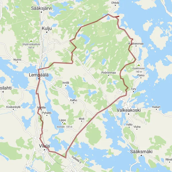 Map miniature of "Gravel Adventure to Varrasniemi" cycling inspiration in Länsi-Suomi, Finland. Generated by Tarmacs.app cycling route planner