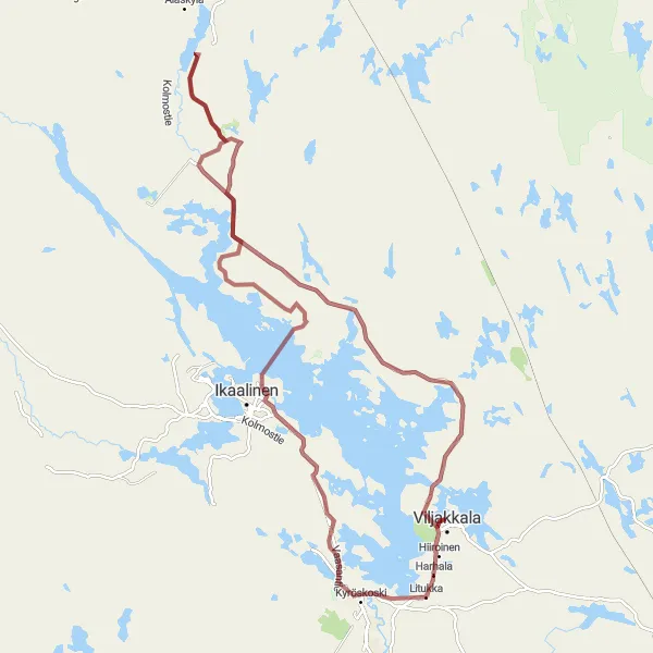Map miniature of "Gravel Lake Trail" cycling inspiration in Länsi-Suomi, Finland. Generated by Tarmacs.app cycling route planner