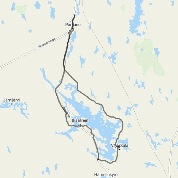 Karttaminiaatyyri "Luhalahti-Parkano-Kyröskoski" pyöräilyinspiraatiosta alueella Länsi-Suomi, Finland. Luotu Tarmacs.app pyöräilyreittisuunnittelijalla