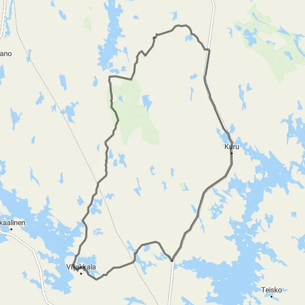 Map miniature of "Lake Route" cycling inspiration in Länsi-Suomi, Finland. Generated by Tarmacs.app cycling route planner