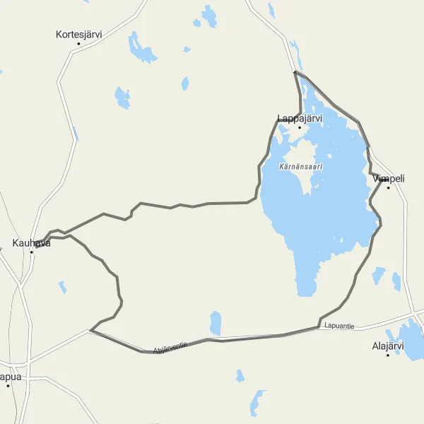 Map miniature of "Rural Road Adventure" cycling inspiration in Länsi-Suomi, Finland. Generated by Tarmacs.app cycling route planner