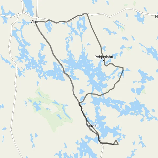 Map miniature of "Challenge the Hills: Kirstanharju and Visuvesi" cycling inspiration in Länsi-Suomi, Finland. Generated by Tarmacs.app cycling route planner
