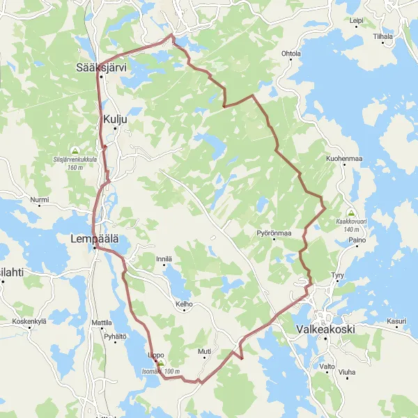 Map miniature of "Scenic Gravel Trails" cycling inspiration in Länsi-Suomi, Finland. Generated by Tarmacs.app cycling route planner