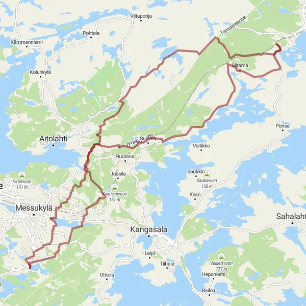 Map miniature of "Gorgeous Gravel Adventure" cycling inspiration in Länsi-Suomi, Finland. Generated by Tarmacs.app cycling route planner