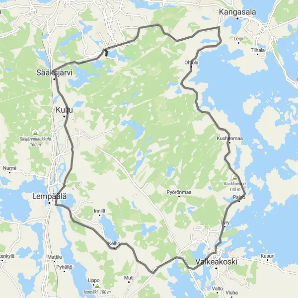 Map miniature of "Hervantajärvi Loop" cycling inspiration in Länsi-Suomi, Finland. Generated by Tarmacs.app cycling route planner