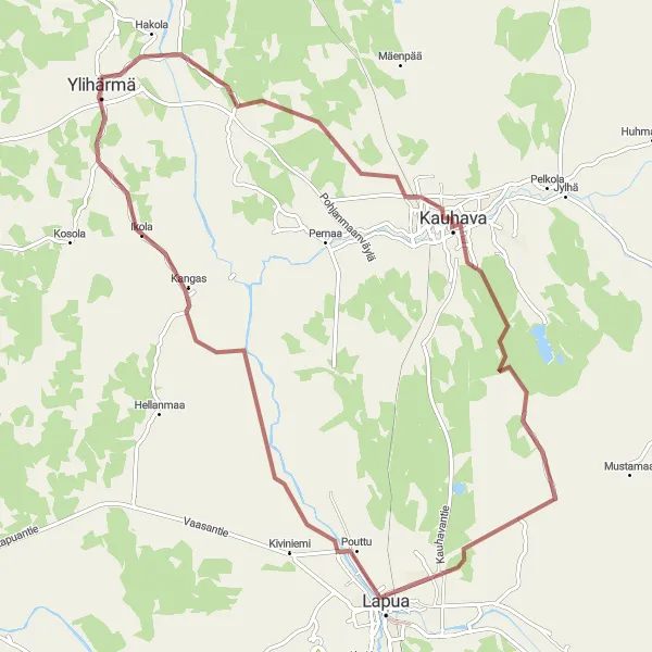 Map miniature of "Scenic Gravel Escape" cycling inspiration in Länsi-Suomi, Finland. Generated by Tarmacs.app cycling route planner