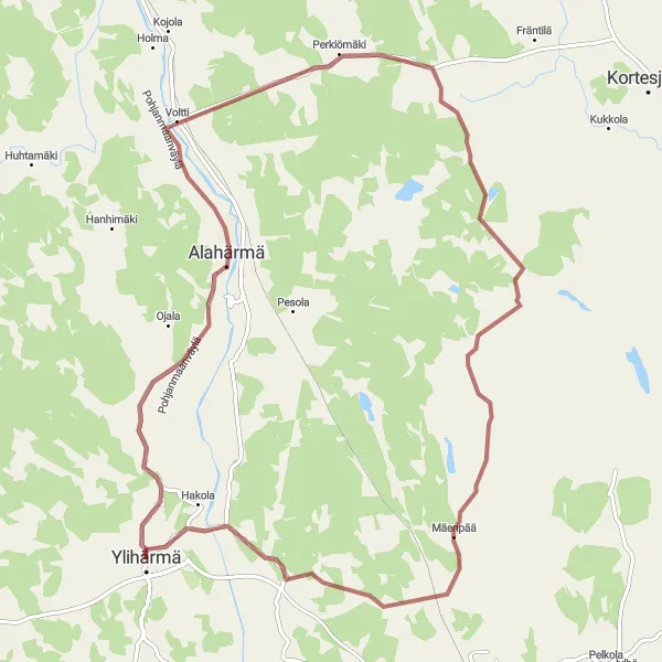 Map miniature of "Gravel Exploration Tour" cycling inspiration in Länsi-Suomi, Finland. Generated by Tarmacs.app cycling route planner