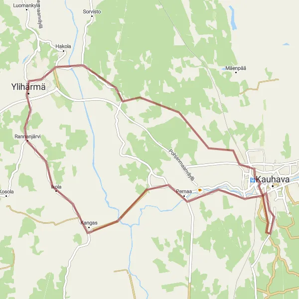 Map miniature of "The Tranquil Getaway" cycling inspiration in Länsi-Suomi, Finland. Generated by Tarmacs.app cycling route planner