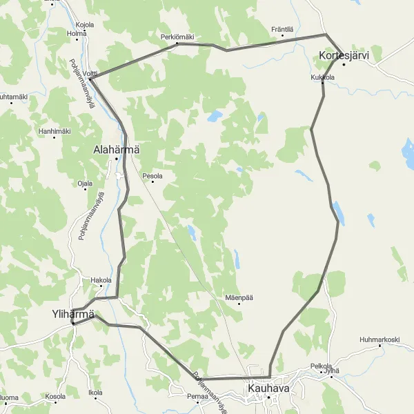 Map miniature of "Scenic Road Adventure" cycling inspiration in Länsi-Suomi, Finland. Generated by Tarmacs.app cycling route planner