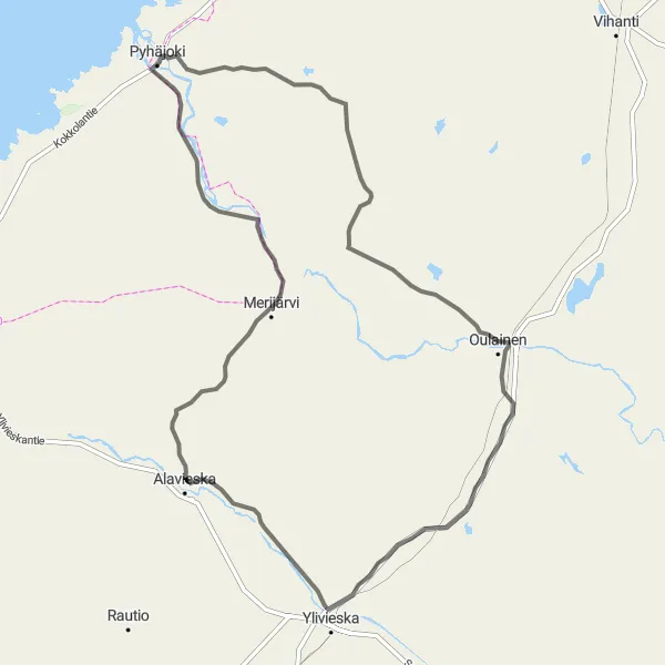 Map miniature of "Historical Trail and Nordic Landscapes" cycling inspiration in Pohjois- ja Itä-Suomi, Finland. Generated by Tarmacs.app cycling route planner