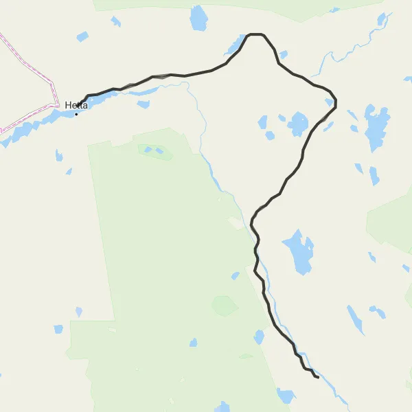 Karttaminiaatyyri "Hetta-Ounasjärvi Cycling Route" pyöräilyinspiraatiosta alueella Pohjois- ja Itä-Suomi, Finland. Luotu Tarmacs.app pyöräilyreittisuunnittelijalla