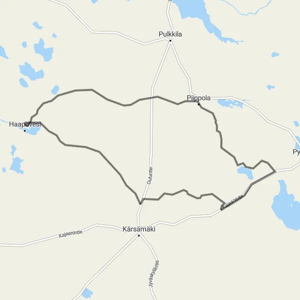 Map miniature of "Haapavesi Explorer" cycling inspiration in Pohjois- ja Itä-Suomi, Finland. Generated by Tarmacs.app cycling route planner