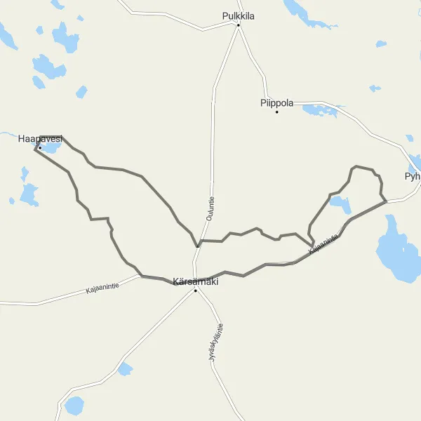 Map miniature of "Saviselkä Challenge" cycling inspiration in Pohjois- ja Itä-Suomi, Finland. Generated by Tarmacs.app cycling route planner