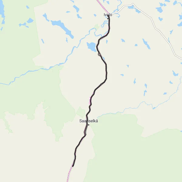 Map miniature of "Scenic Road Cycling Route around Saariselkä" cycling inspiration in Pohjois- ja Itä-Suomi, Finland. Generated by Tarmacs.app cycling route planner