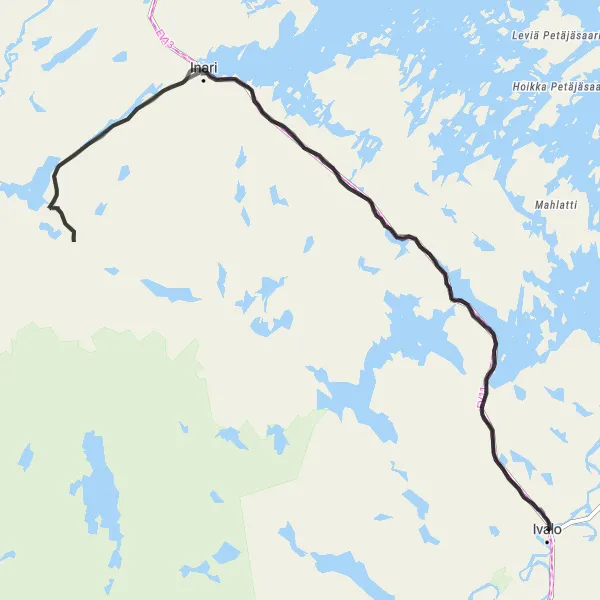 Map miniature of "The Arctic Adventure" cycling inspiration in Pohjois- ja Itä-Suomi, Finland. Generated by Tarmacs.app cycling route planner