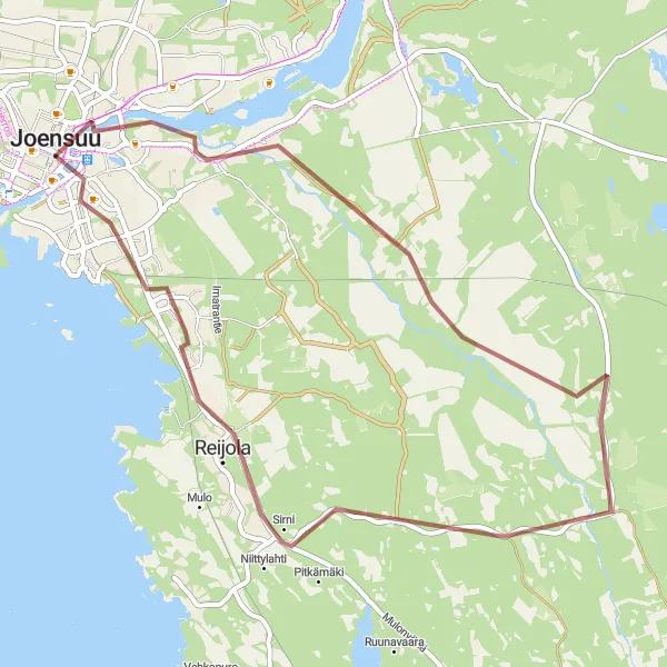 Map miniature of "Forest Adventure" cycling inspiration in Pohjois- ja Itä-Suomi, Finland. Generated by Tarmacs.app cycling route planner