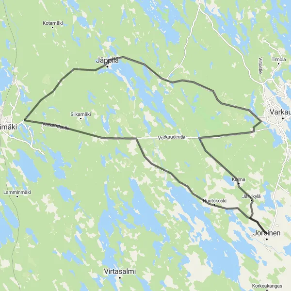 Map miniature of "Lake District Road Tour" cycling inspiration in Pohjois- ja Itä-Suomi, Finland. Generated by Tarmacs.app cycling route planner